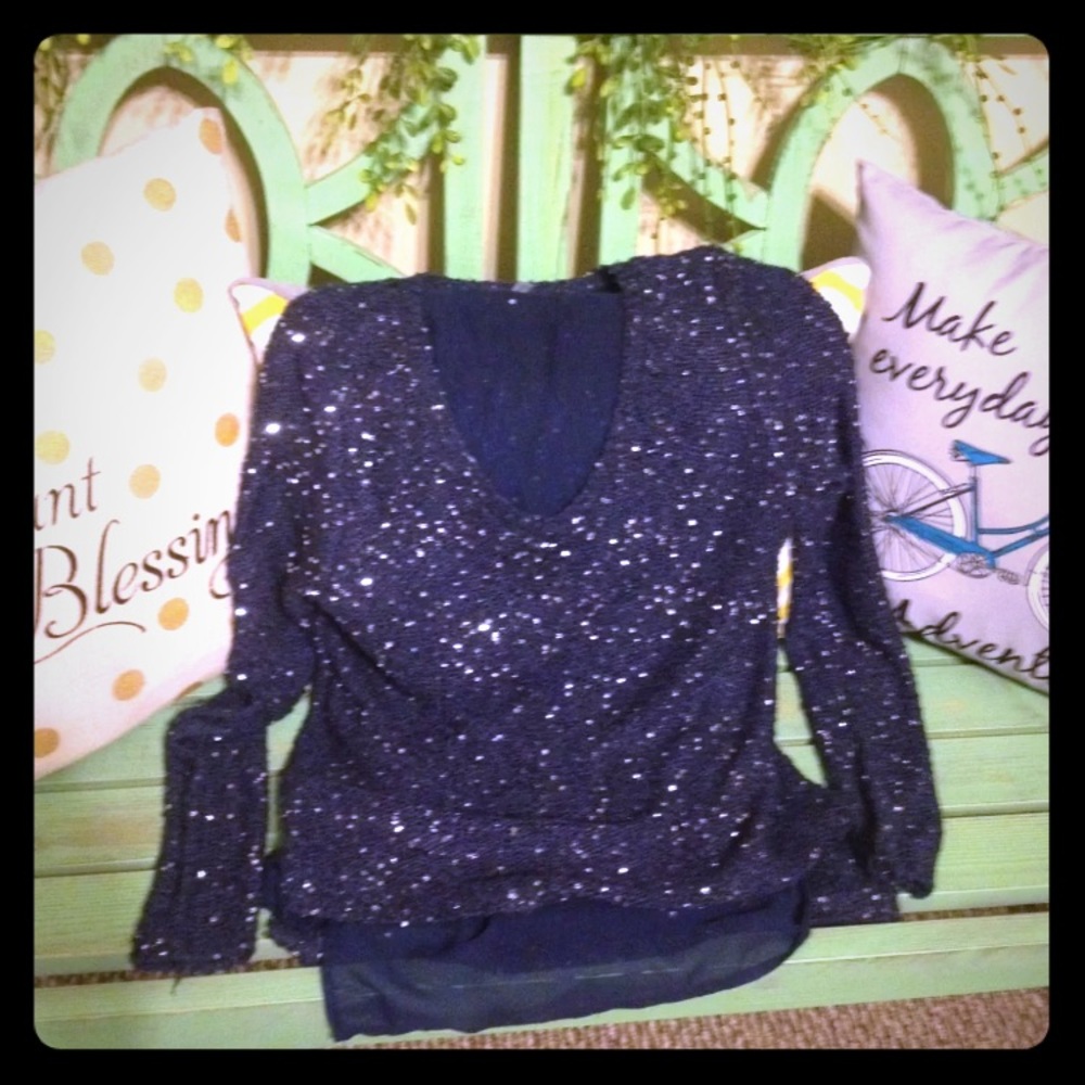 Ladies XSmall Navy Blue Sparkle Sweater Studio Y